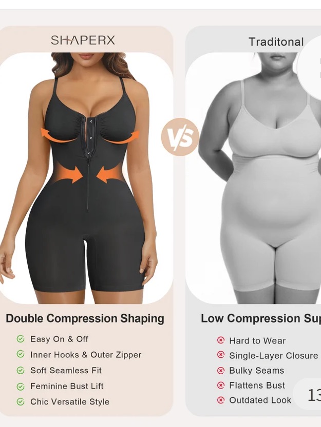 Shaperx Zip Up Front Slimming Fullbody Shapewear Nwt L/Xl — image 5 of 5